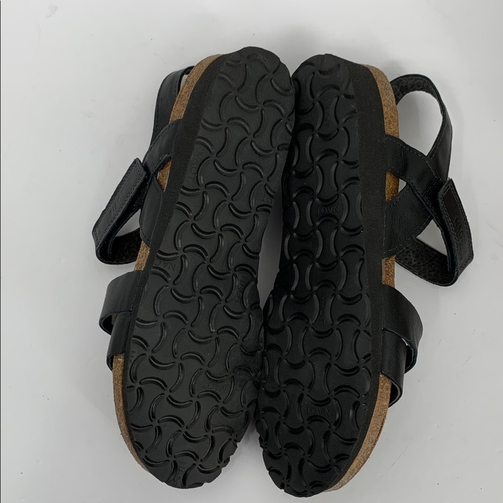 NAOT Kayla comfort wedge sandal shoe black matte strappy leather women new 41 10 - Picture 6 of 7